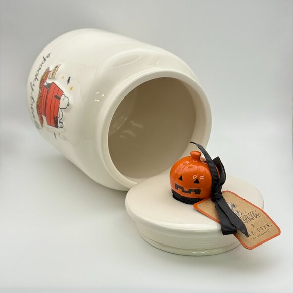 Snoopy Halloween treat jar by Rae Dunn | Spooky treats jar with pumpkin topper - Picture 3 of 4